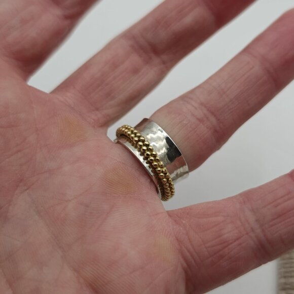 Size 6.75 Sterling Silver Garnet Gem Cross Spinner Anxiety Ring A3526 - Picture 5 of 9